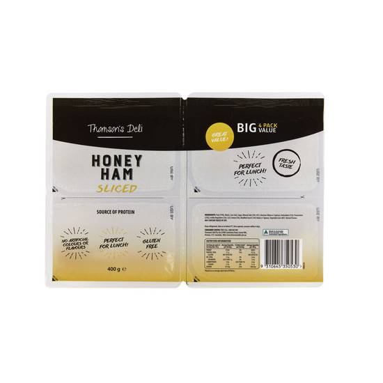 Thomson's Deli Honey Ham Sliced Quad Pack 400g