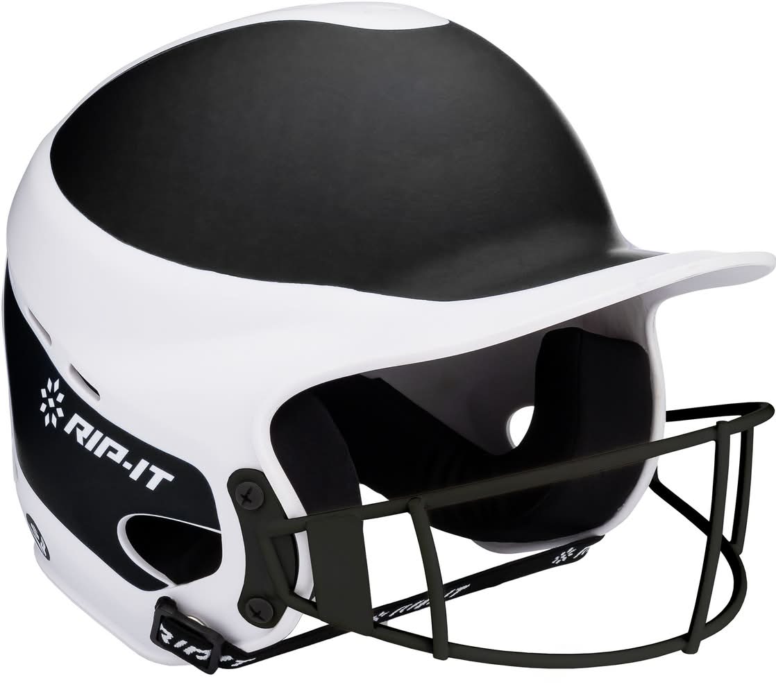 RIP-IT Vision Pro Softball Batting Helmet (Black/White, M/L)