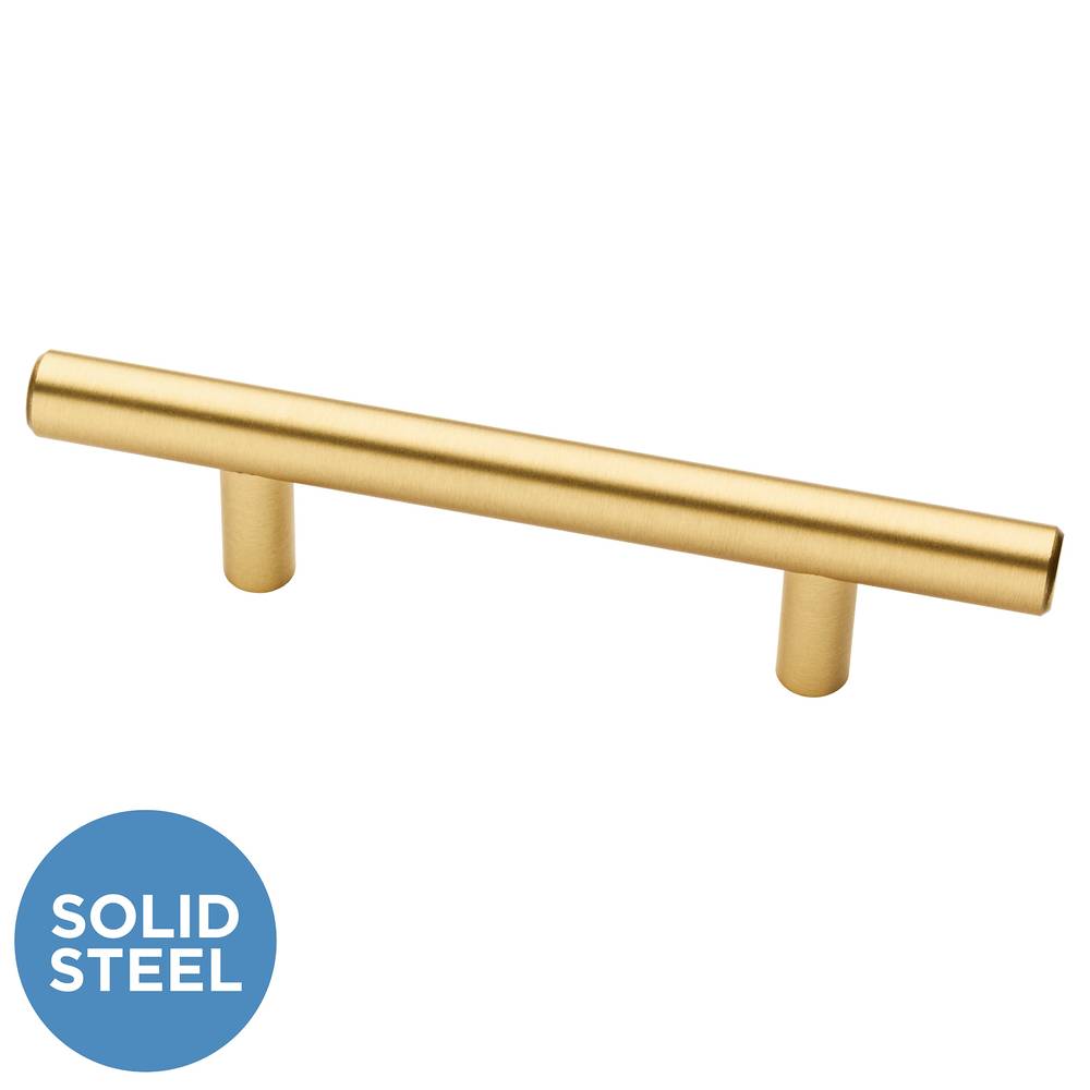 Brainerd Bar 3-in (76Mm) Center to Center Satin Gold Cylindrical Bar Drawer Pulls | P01010W-117-CP