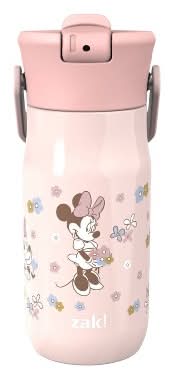 zak! Minnie Stainless Steel Vacuum Harmony Straw Water Bottle 14 oz, Pink