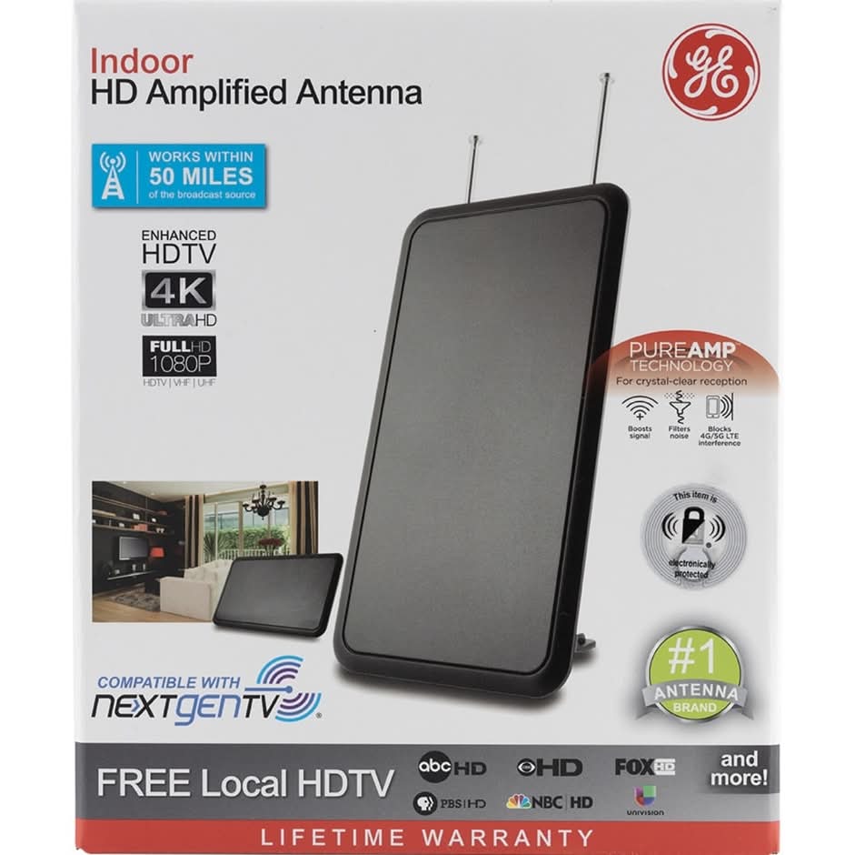 General Electric Amplified Flat Indoor Tv Antenna