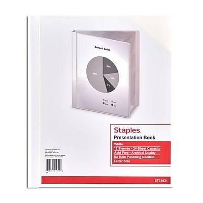 Staples Letter Clear Cover Presentation Book, White, Each (21621)