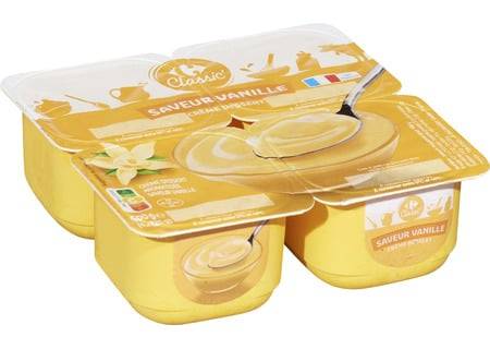 Crème dessert saveur vanille CARREFOUR CLASSIC' - les 4 pots de 125g