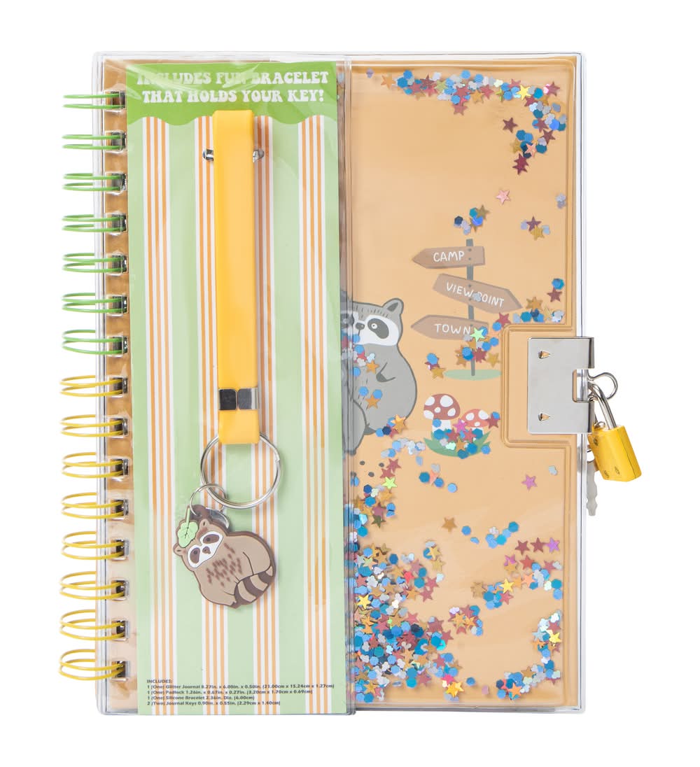 Animal Bracelet Glitter Journal With Key & Lock Brown