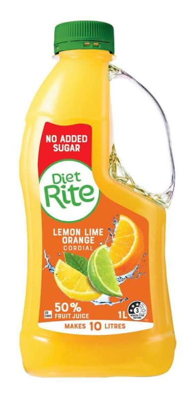 Diet Rite Lemon Lime Orange Cordial Soft Drink (1L)