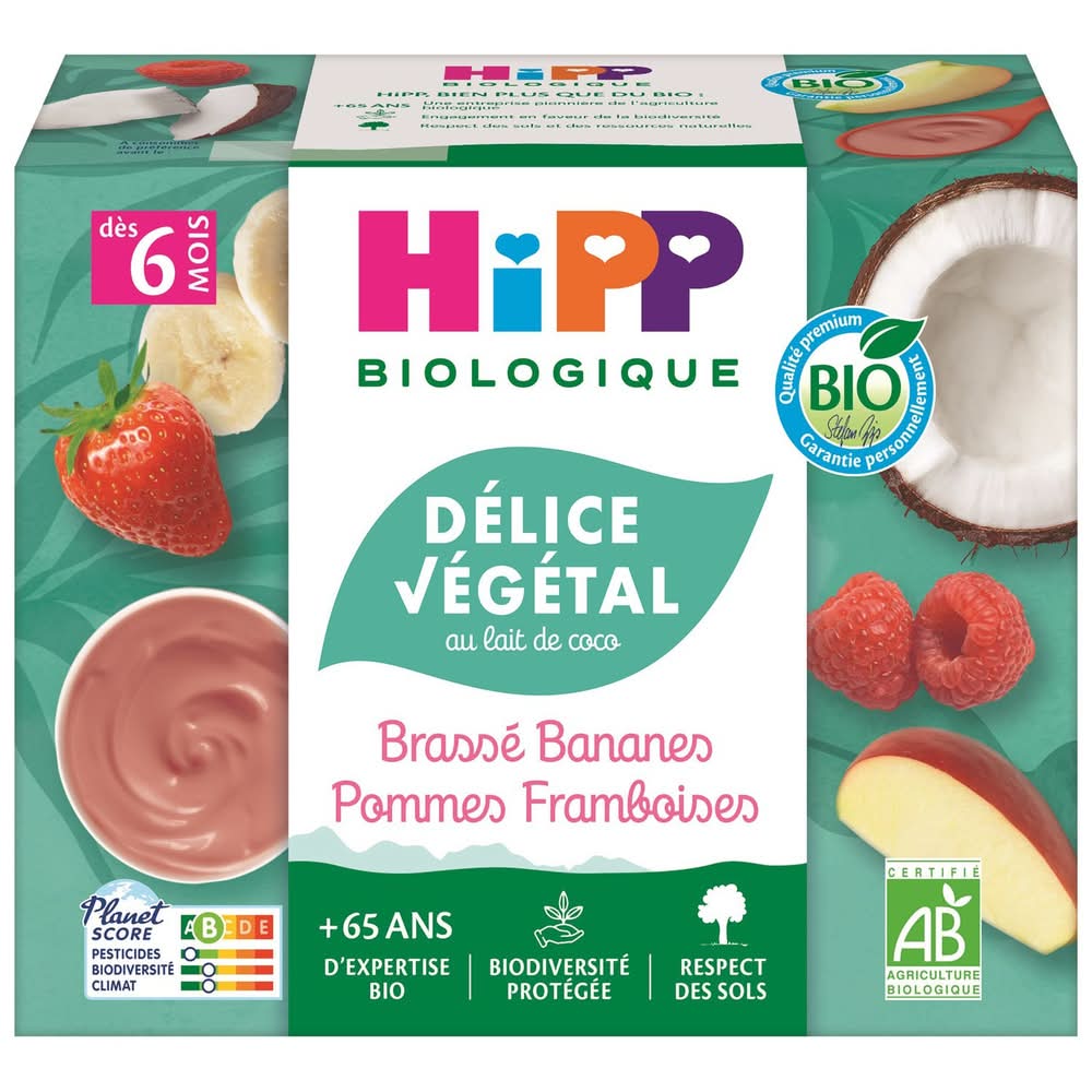 HiPP - Biologique délice végétal dessert bébé brassé banane, pomme et framboise (4)