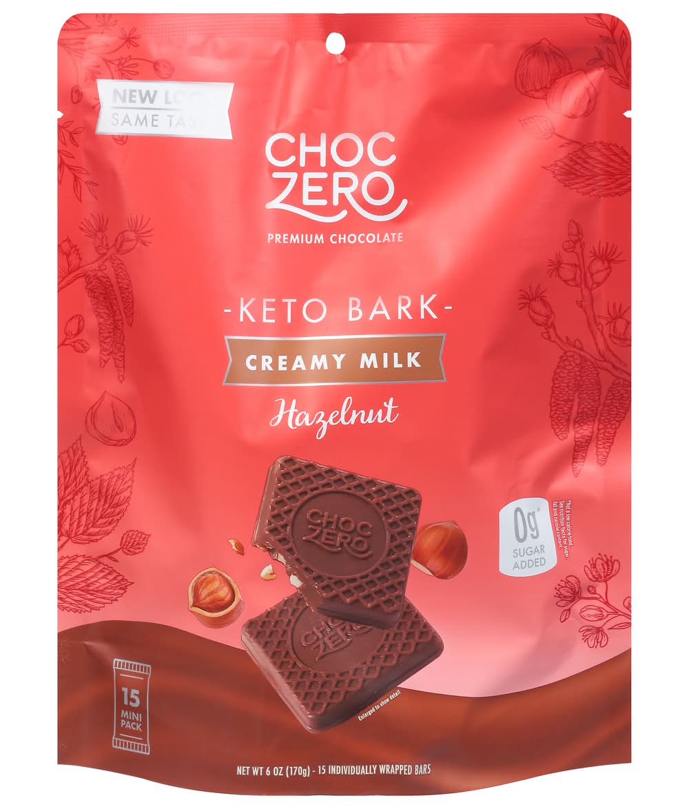 ChocZero Keto Bark Added Hazelnut, Milk Chocolate (6 oz, 6 ct)
