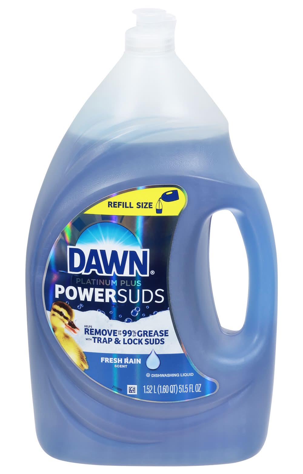 Dawn Platinum Plus Powersuds Liquid Dish Soap Refill, Fresh Rain (51.5 fl oz)