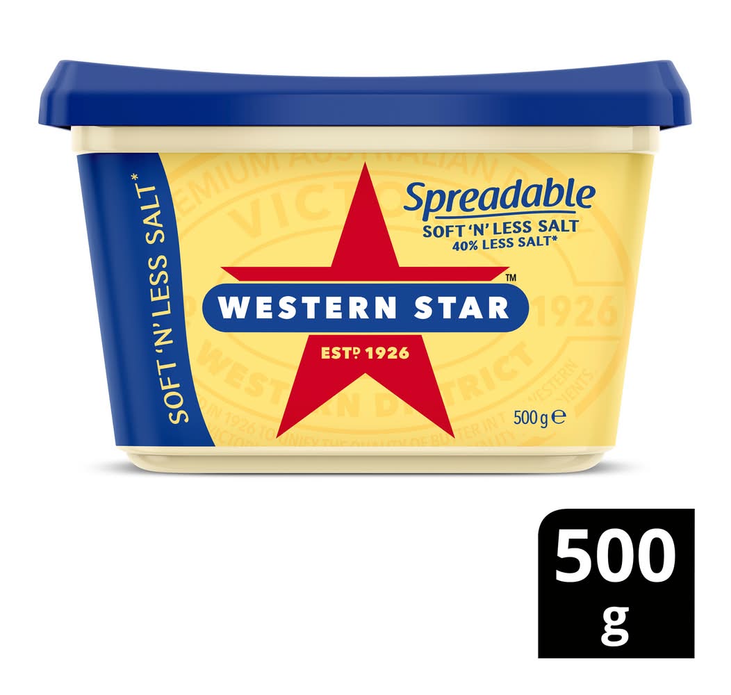 Western Star Soft N Less Salt Spreadable Butter (500g)