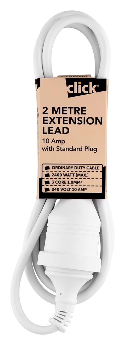 Click 2m White Extension Lead - 2m