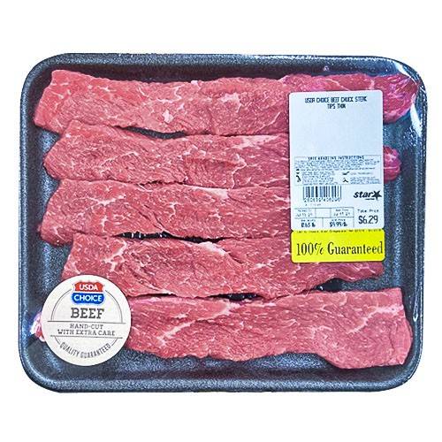 USDA Choice · Beef Chuck Steak Tips Thin