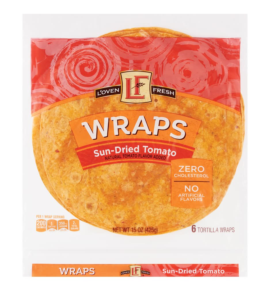L'oven Fresh Flavored Tortilla Wraps, Sun Dried Tomato (15 oz, 6 ct)