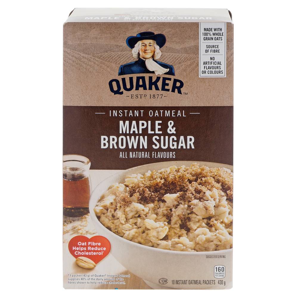 Quaker Maple & Brown Sugar Instant Oatmeal (10 x 43 g)