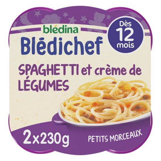 Bledina bledichef petits spaghetti crème de légumes 2x230g