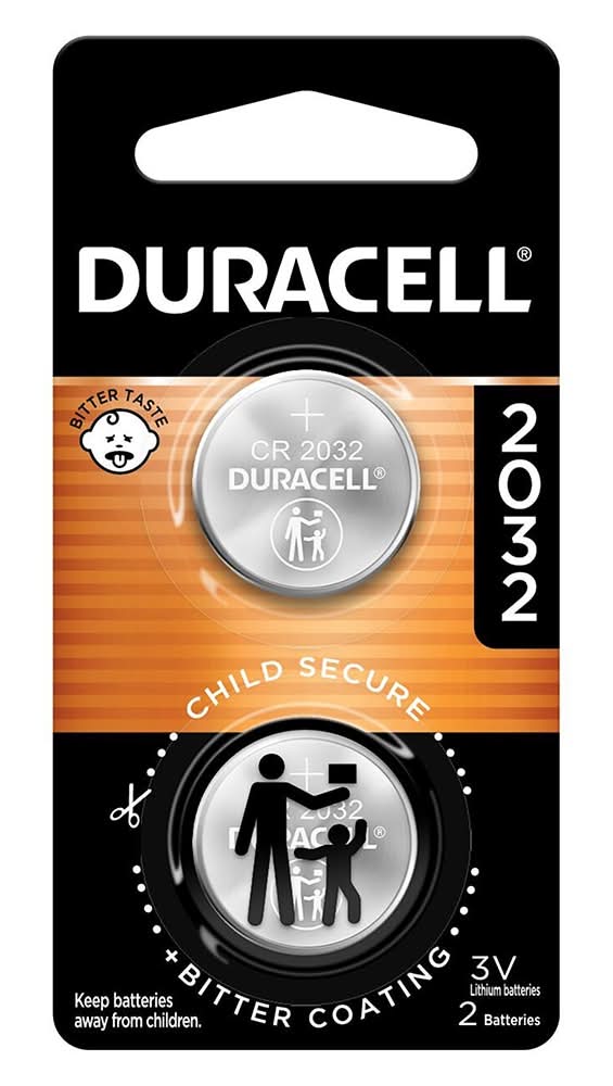 Duracell Lithium Coin with bitter coating 2032 Lithium CR2032 Coin Batteries 2 -Pack