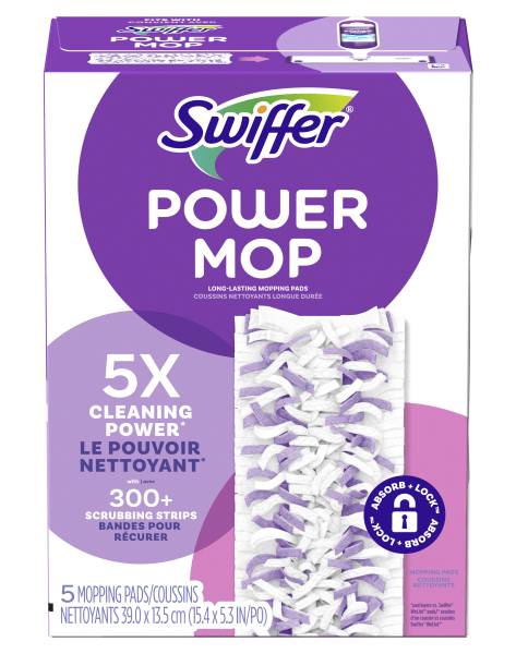 Swiffer PowerMop Multi-Surface Floor Cleaning Mopping Pad Refills, Pack Of 5 Refills