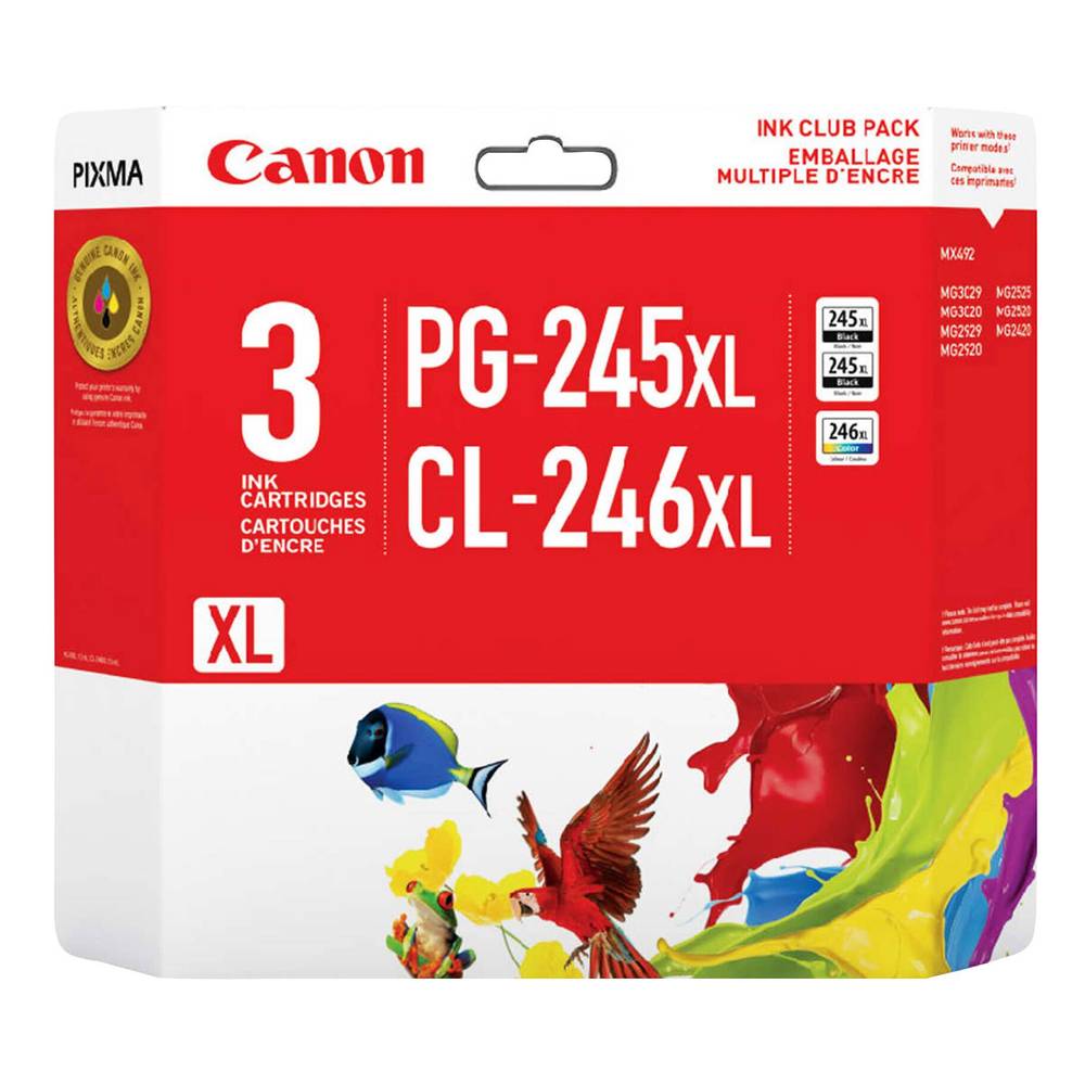 Canon Pg-245Xl Black And Cl-246Xl Colour Ink Cartridge (8278B018) 3-Pack
