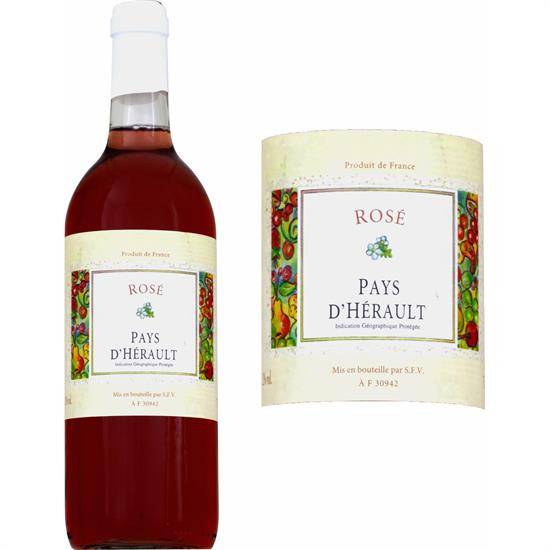 Vin rosé vin de pays de l'Hérault - la bouteille de 75cL