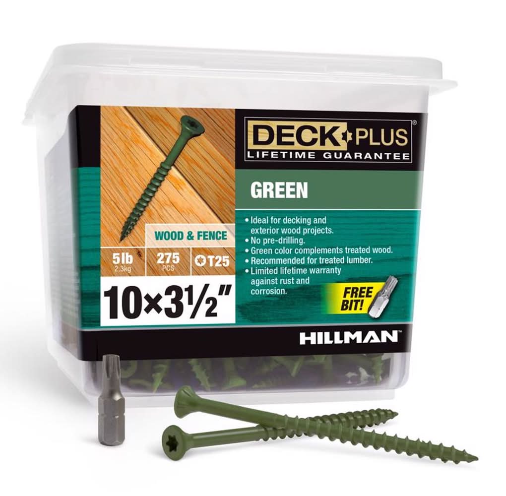 Hillman Deck Plus No. 10 In. X 3-1/2 In. L Green Star Flat Head Exterior Deck Screws 5 Lb 275 Pk
