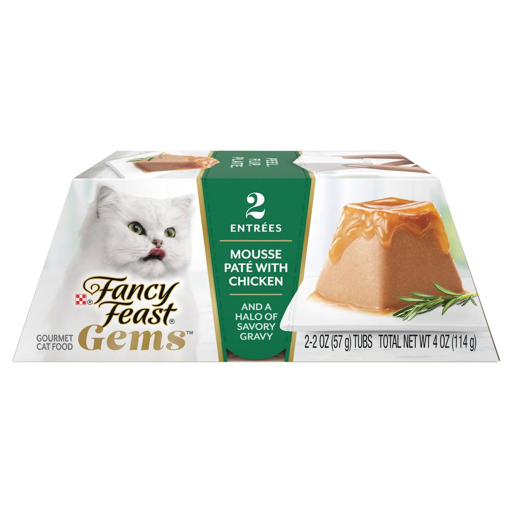 Purina Fancy Feast Gems Mousse Pate Gravy Cat Food, Chicken (4 oz, 2 ct)