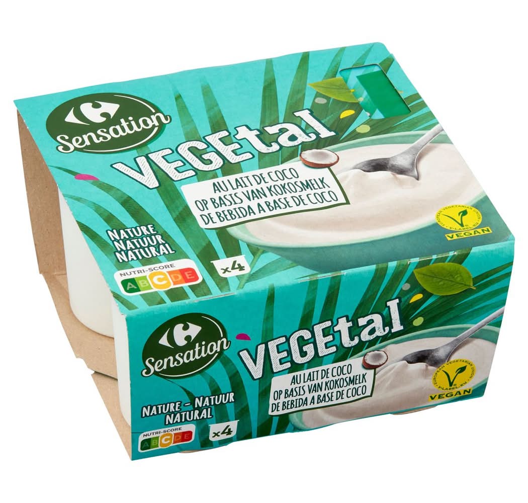 Carrefour Sensation Végétal au Lait de Coco Nature 4 x 100 g