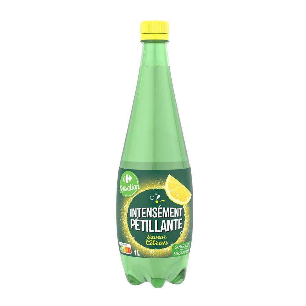 Eau pétillante saveur citron CARREFOUR SENSATION - la bouteille de 1L