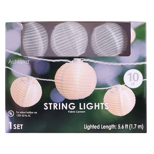 10Ct. White Fabric LanternString Lights By Ashland