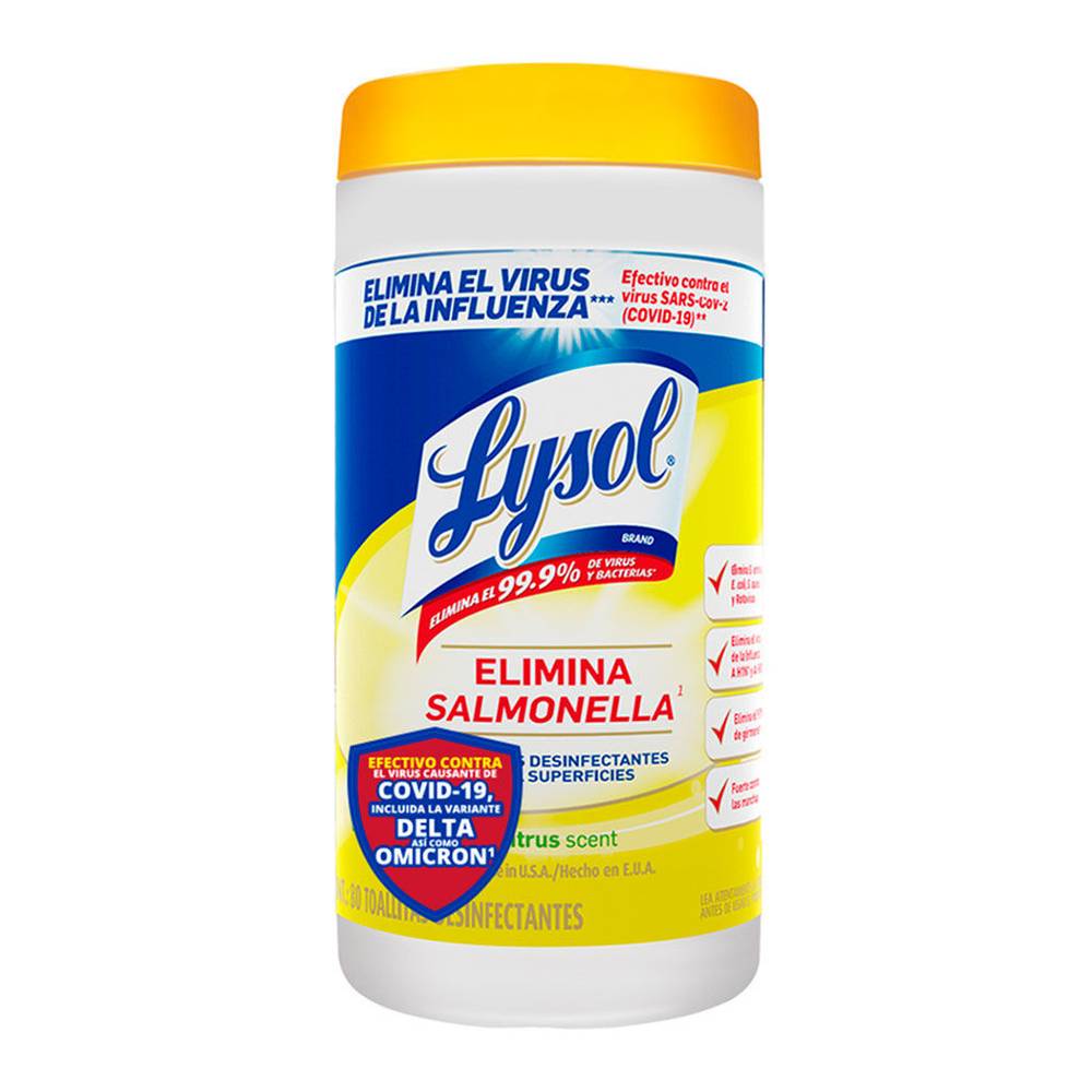 Lysol toallitas desinfectantes aroma lima limón (80 un)