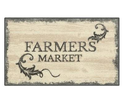 "Farmers Market" Gray & Beige Kitchen Rug, (30" x 18")