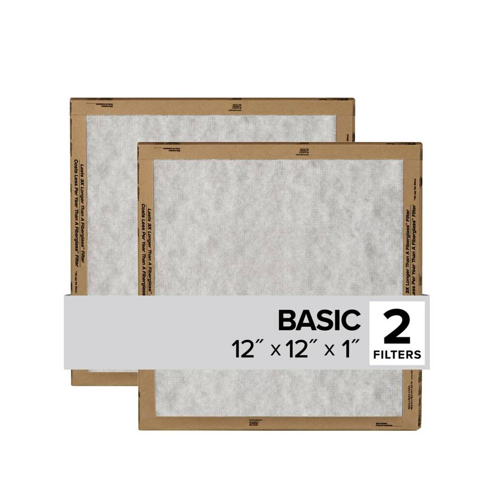 Filtrete 12-in W x 12-in L x 1-in MERV 1 Basic Flat Air Filter (2-Pack) | FPL10-2PK-24