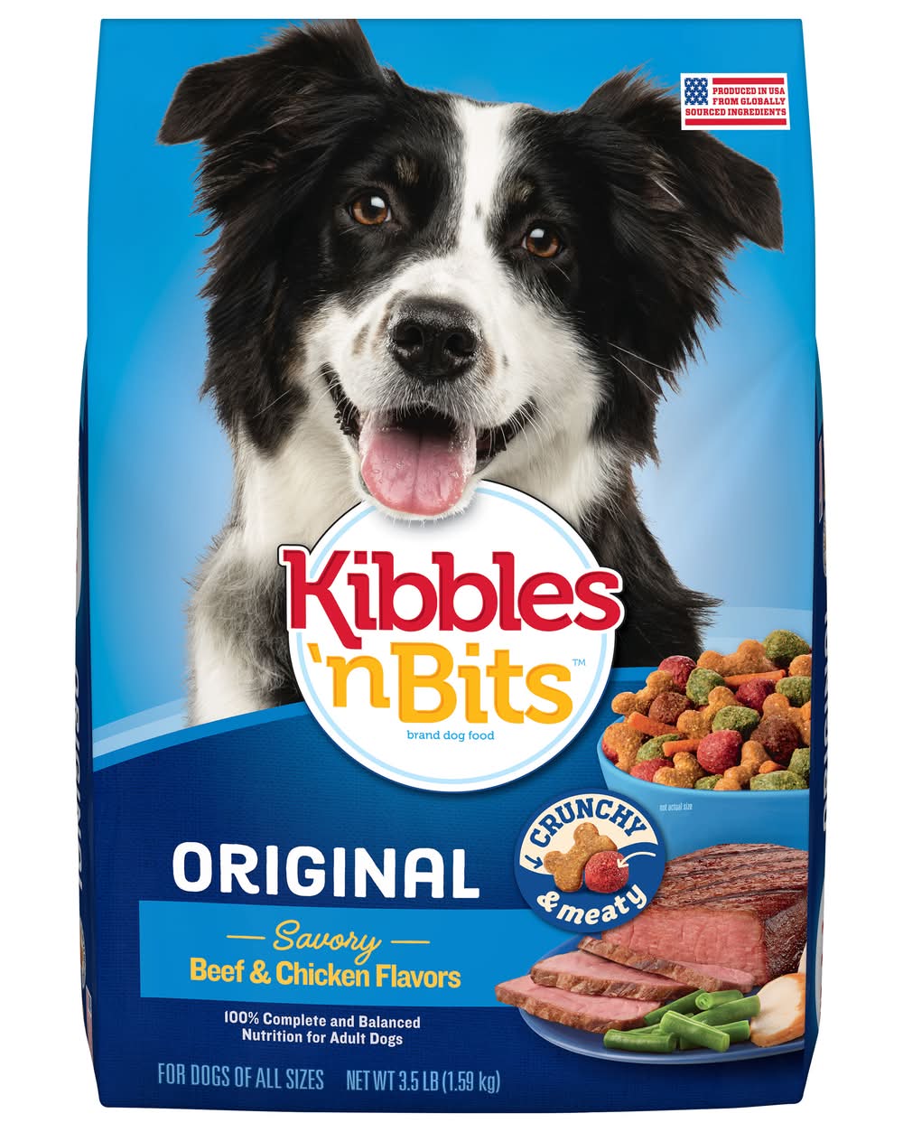 Kibbles 'n Bits Original Crunchy & Meaty Savory Dog Food, Beef & Chicken (3.5 lbs)
