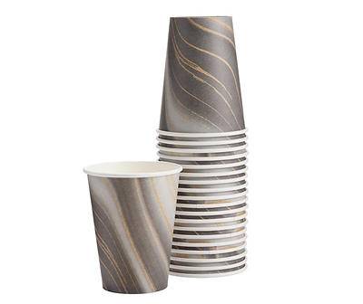 Black & Gold Marble 12 Oz. Paper Cups, 20-Pack