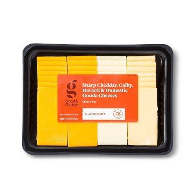 Good & Gather Cheese Slice Party Tray, Cheddar-Colby-Havarti-Gouda (16 oz, 28 ct)