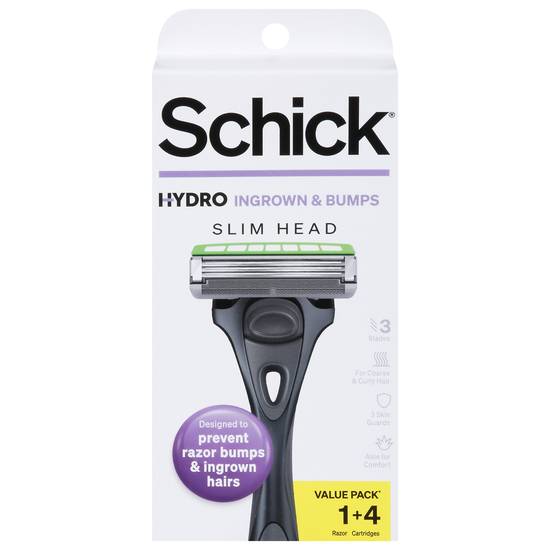 Schick Hydro 3 Blades Slim Head Ingrown & Bumps Razor