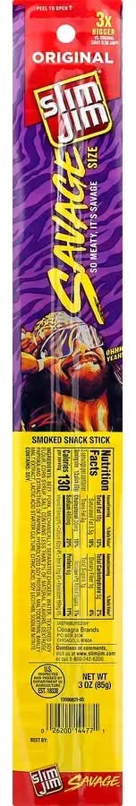 Slim Jim Original Savage Size Smoked Snack Stick