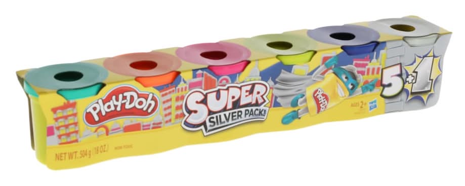 Play-Doh Super Silver Dough packs, 2+ Years, Assorted (6 ct)