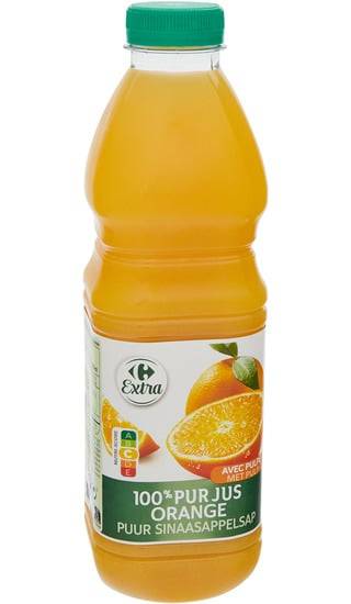 Jus d'orange sans pulpe 100% pur jus CARREFOUR EXTRA - la bouteille d'1L