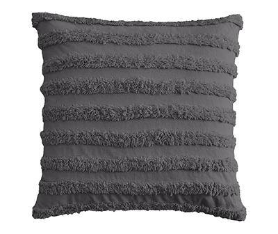 Gray Tufted Stripe Square Throw Pillow