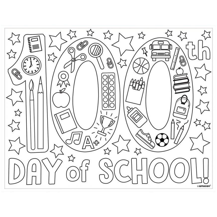 100 Days of School Coloring Pages, 11in x 8.5in 36ct