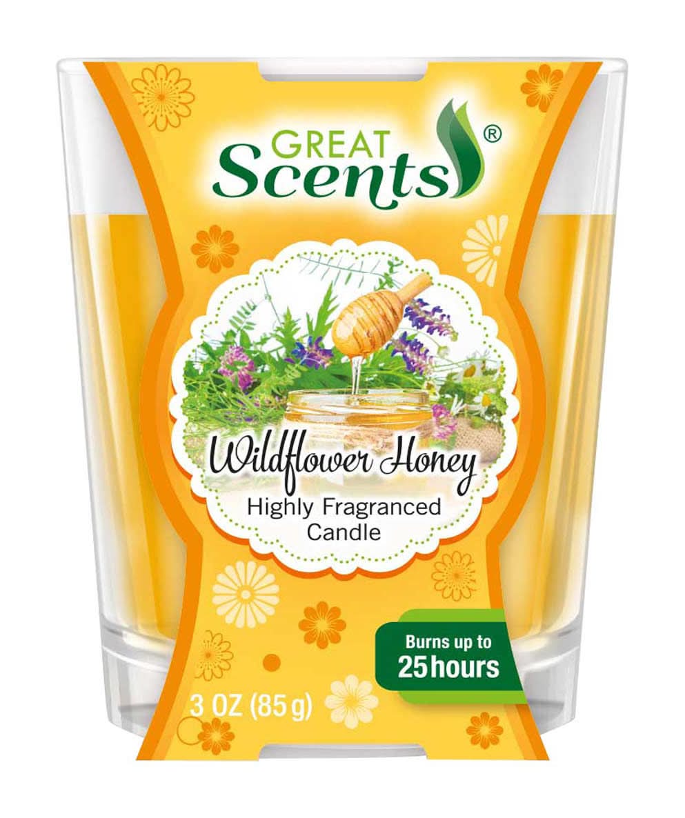 Great Scents Highly Fragranced Candle, Wildflower Honey (3 oz)