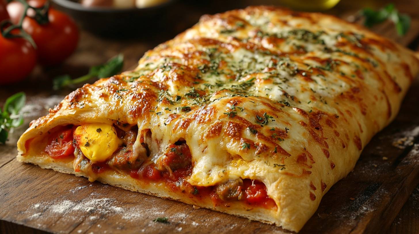 Pizza calzone "soufflée" 🍅 🥩 🥚