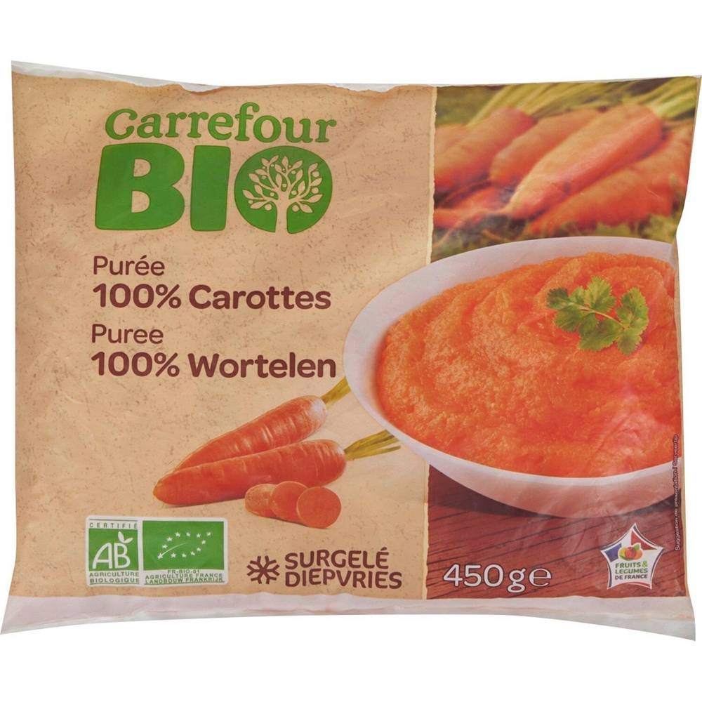 Carrefour - Purée bio 100% carottes (450g)