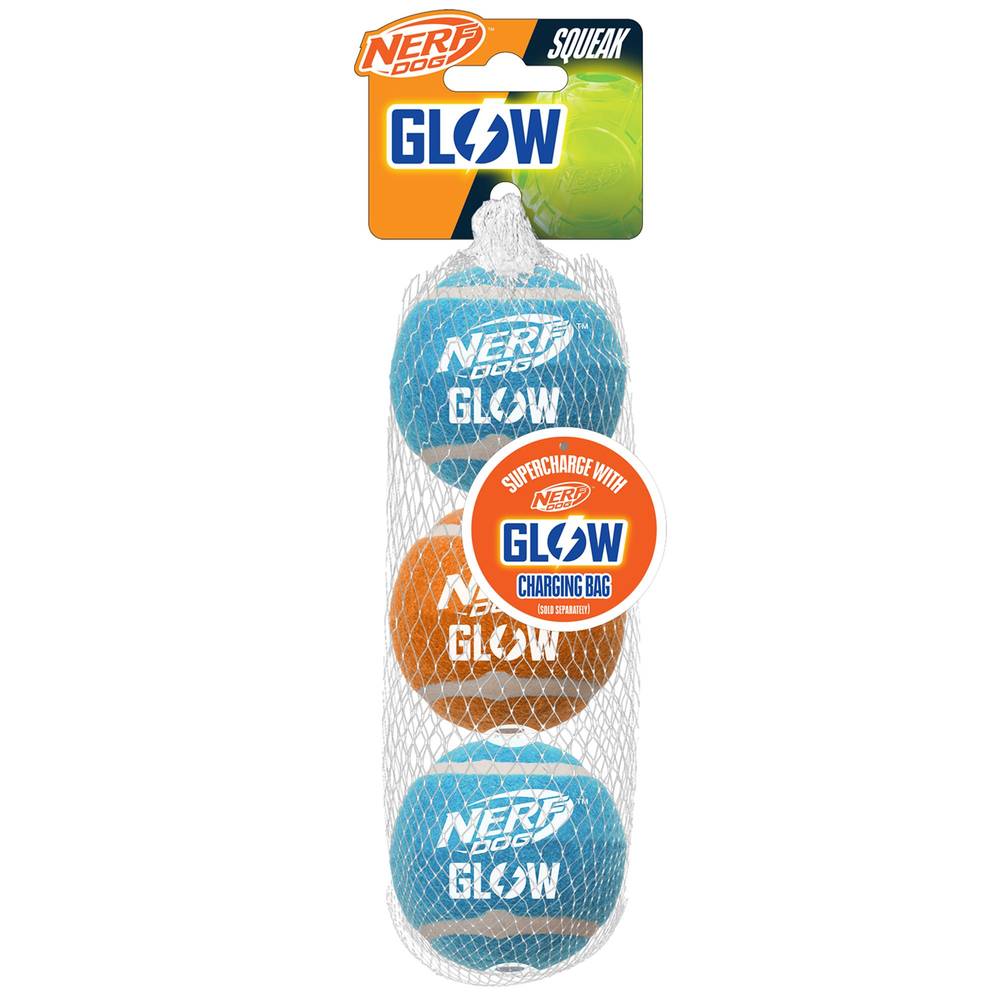 Nerf Dog Glow Tennis Balls 3 Pack (Color: Yellow)