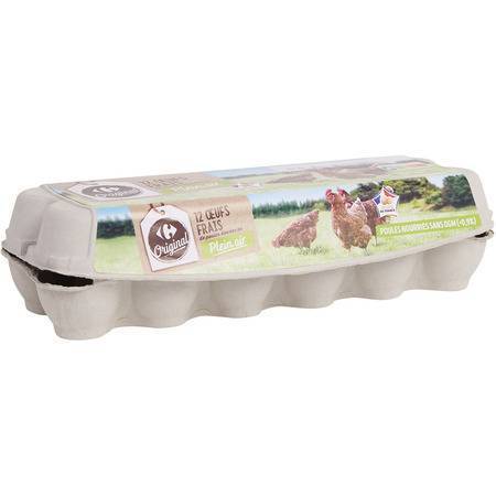 Carrefour Original - Oeufs frais de poules élevées en plein air (12 piéces)