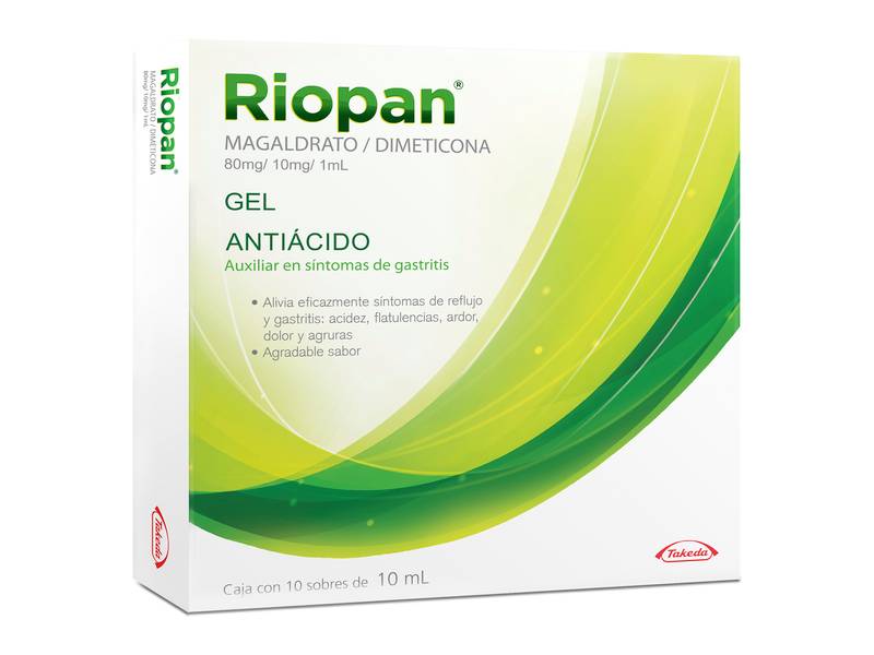 Takeda riopan gel antiácido 80 mg / 10 mg / 1ml (10 un)