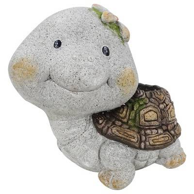 Alpine Corporation Blushing Tortoise outdoor Novelty Planter with Drainage Hole 10"x10"x13"