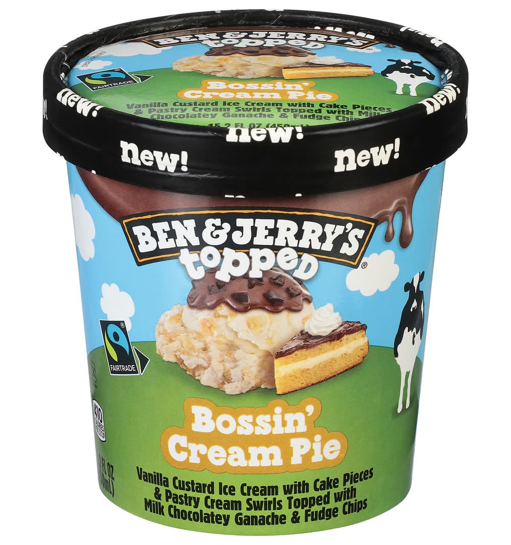 Ben & Jerry's Topped Ice Cream, Bossin' Cream Pie (15.2 fl oz)