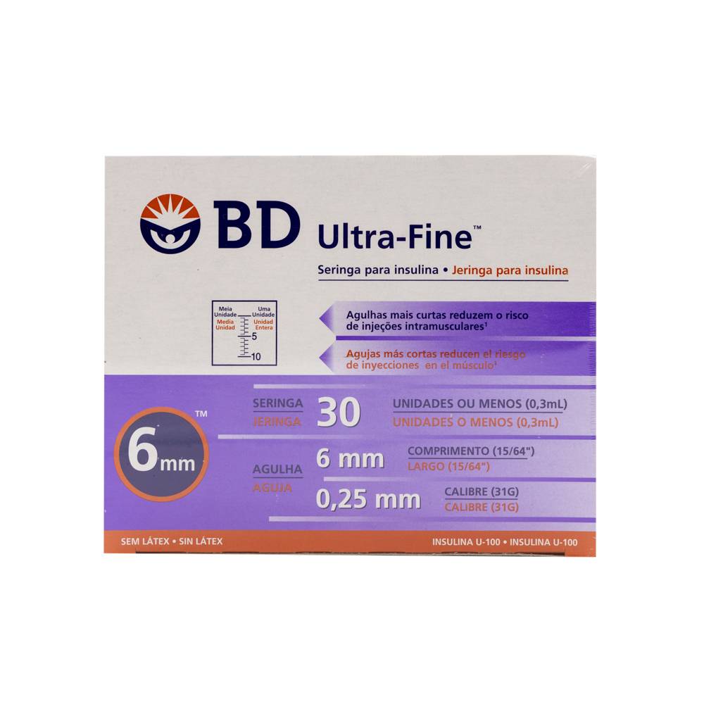 BD Ultra-Fine · Jeringas para insulina 6 mm (100 un)