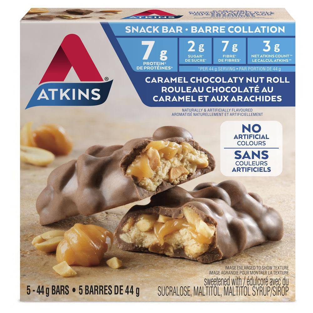 Atkins Caramel Chocolaty Nut Roll Snack Bars (5 x 44 g)