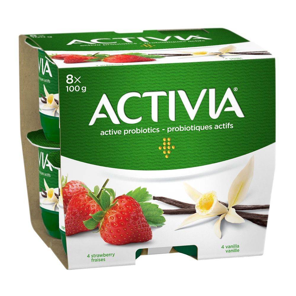 Activia Probiotic Yogurt Stawberry and Vanilla (8 x 100 g)